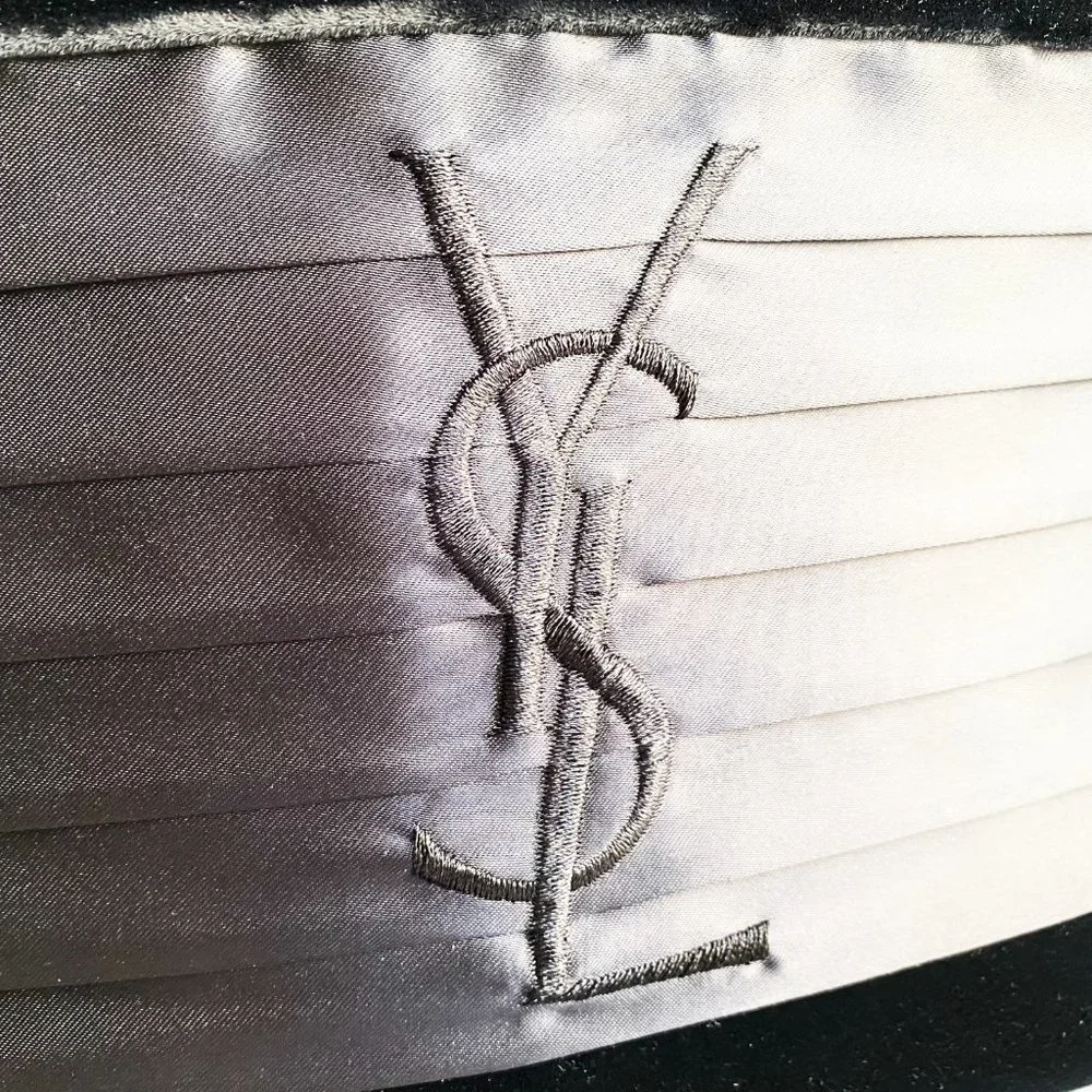 YSL VIP Velvet Satin Clutch Black Evening Bag NWOT Zip Top - Picture 2 of 7